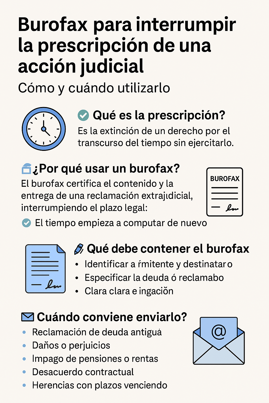 Burofax para interrumpir la prescripción de una acción judicial